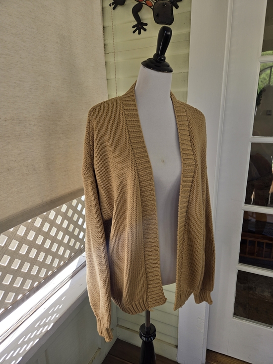 PrettyGarden Sweaters - Open-Front Knit Cardigan Sweater - Camel